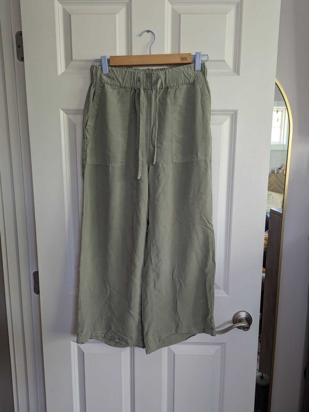 Thread And Supply Light Olive Drawstring Wide-Leg Women’s Pants